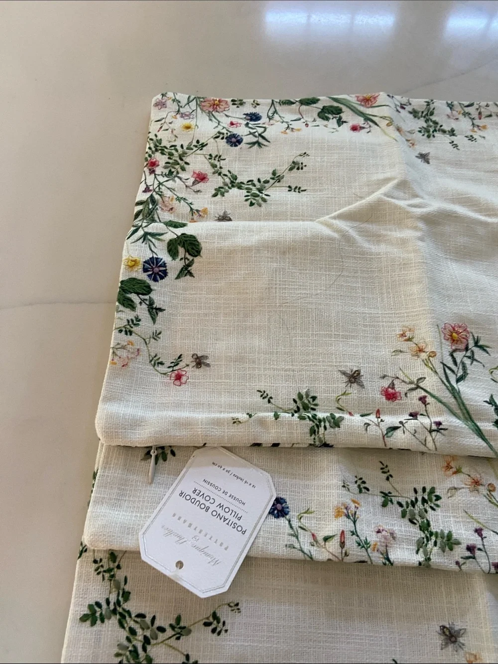 Pottery Barn Cream Floral Embroidered pillow covers - Set of 4